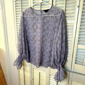 Lavender snake print sheer top
